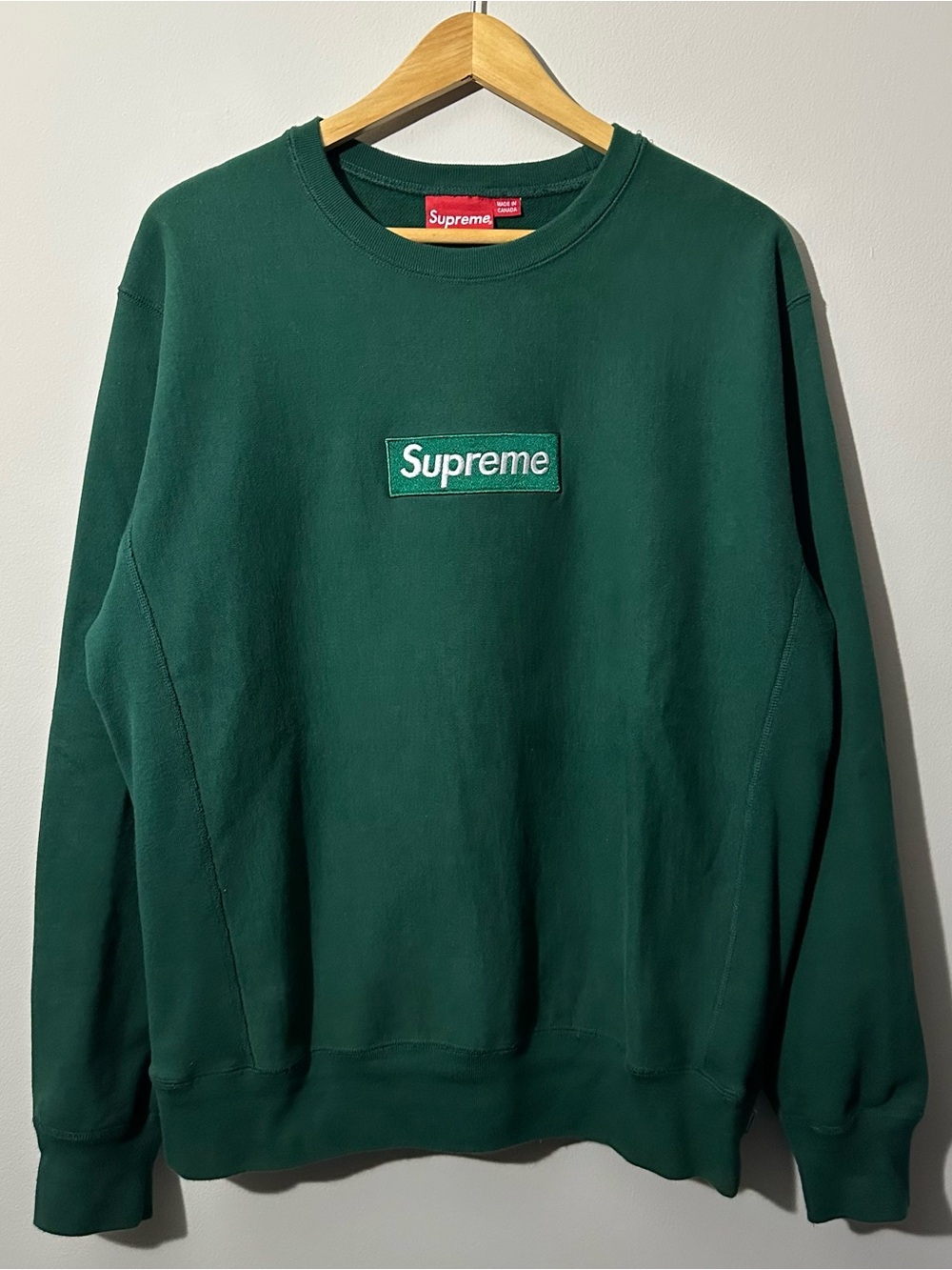 Supreme Box Logo Crewneck Sweatshirt FW18 Dark Green Mens Size XL